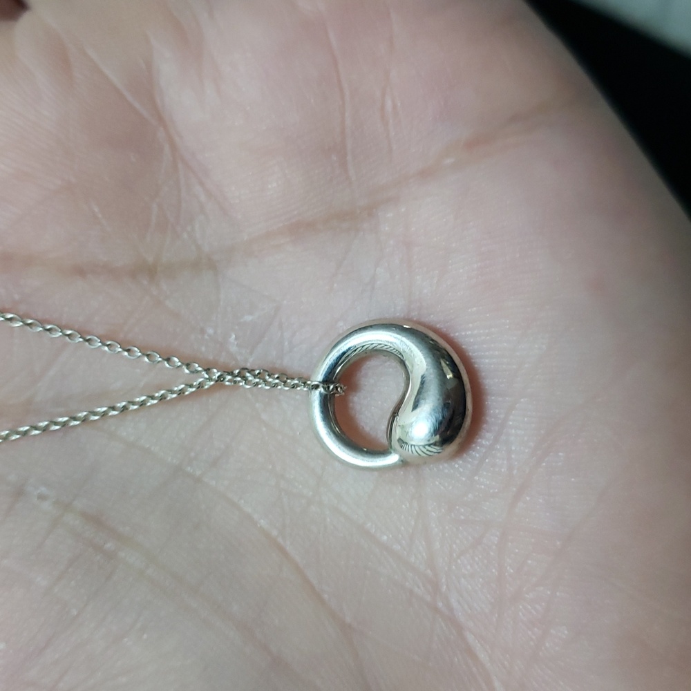 Elegant Silver Pendant Necklace Tiffany And Co Infinity Circle Authentic - Picture 3 of 5